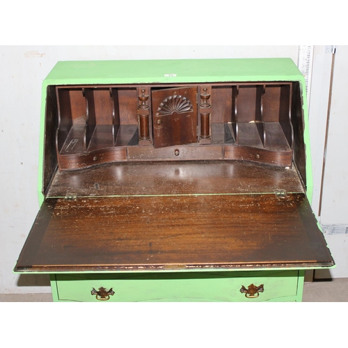 23 - A green painted bureau by Skandia Furniture Co of Rockford Illinois USA, approx 85cm wide