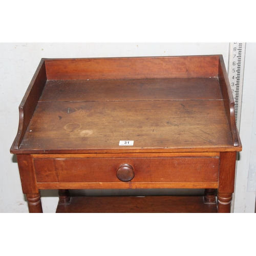 31 - A small Victorian stained pine washstand, approx 60cm wide