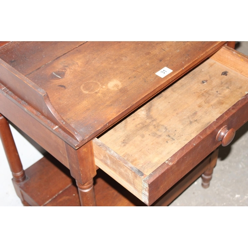 31 - A small Victorian stained pine washstand, approx 60cm wide