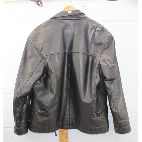 228a - Retro style Ben Sherman black leather bomber jacket size small