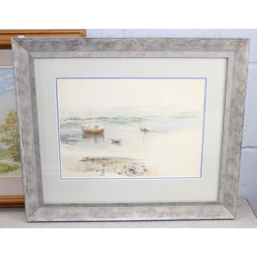 499C - 2 framed and glazed watercolours, 1 by Alastair Paterson & a small oil on canvas by M. Slingerland D... 