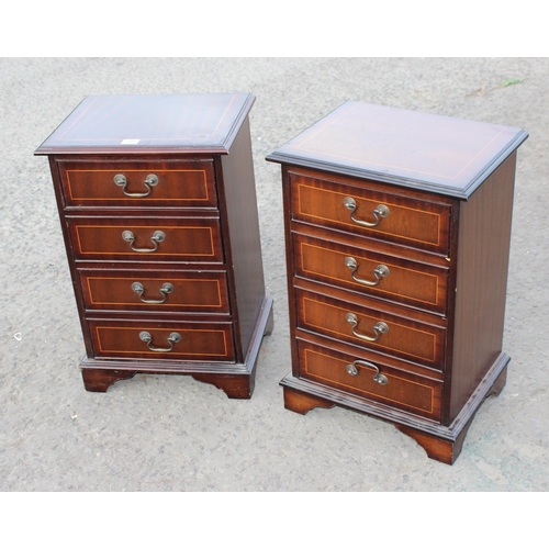 149 - A pair of 20th century 4 drawer mahogany effect bedside cabinets