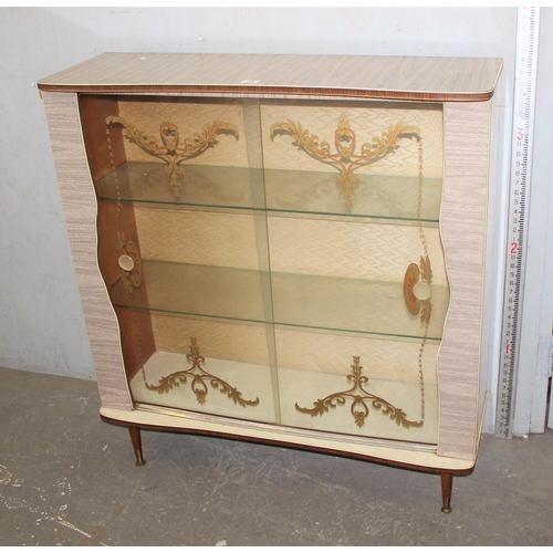 28 - A retro mid-century glazed display cabinet. approx 102cm wide