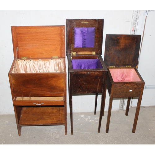 34 - 3 vintage wooden sewing boxes