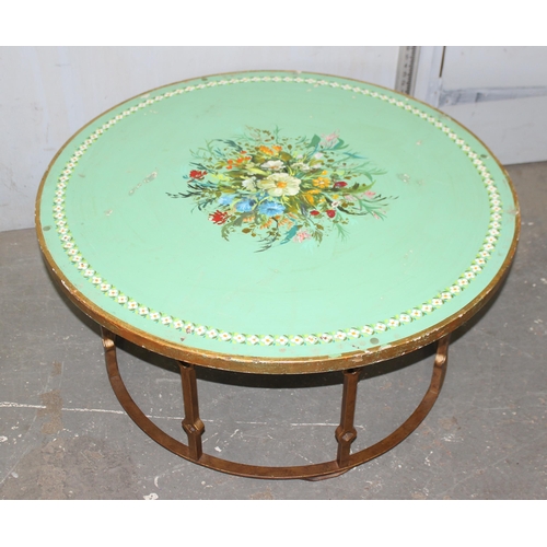 4 - An unusual early to mid 20th century Florentine style circular coffee table with gold painted wrough... 