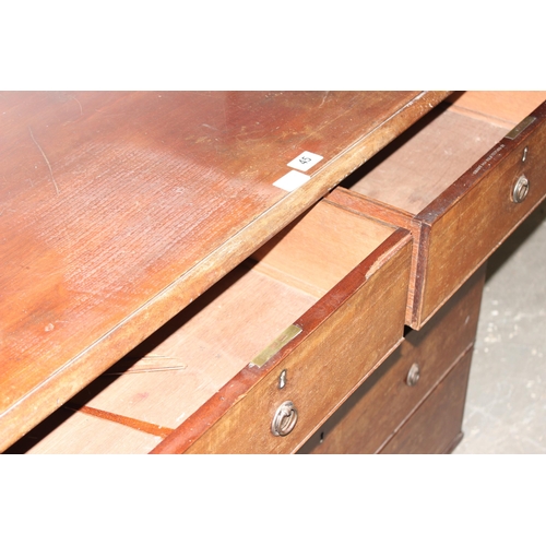 45 - Victorian mahogany 2/3 chest of drawers with round handles standing on bun feet by Kerby of Oxford S... 