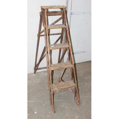 62 - Vintage wooden 4 step folding step ladder