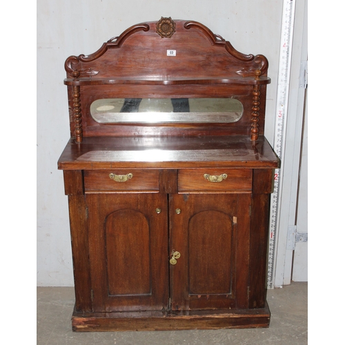 69 - A 19th century mirror topped mahogany chiffonier or hall stand of small proportions