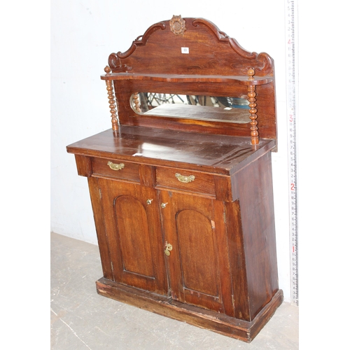 69 - A 19th century mirror topped mahogany chiffonier or hall stand of small proportions