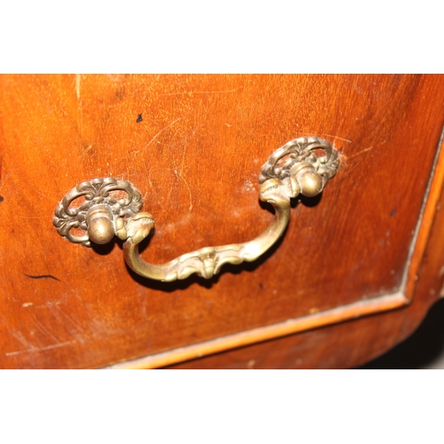 81 - An 18th century style lowboy with brass drop handles and cabriole legs by Kerridges of Hailsham, app... 