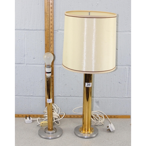 240 - 2 handmade industrial style aluminium and brass table lamps