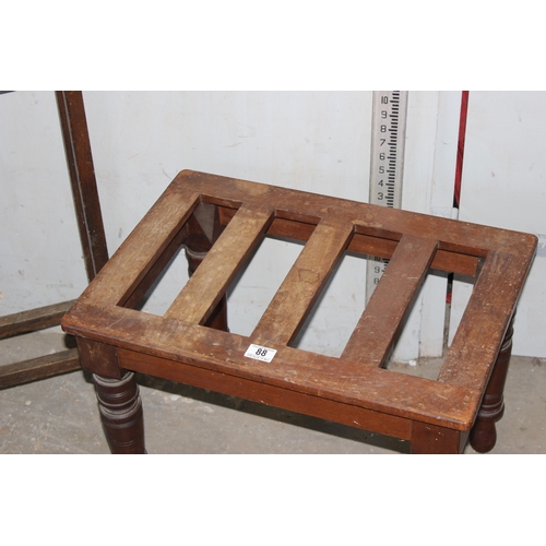 88 - A vintage oak stick or umbrella rack and another unusual antique slatted table (2)