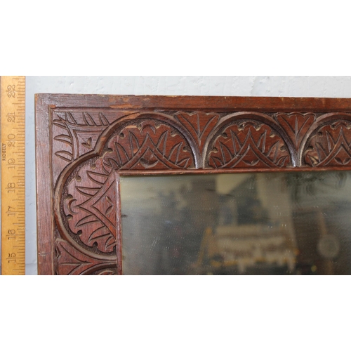 403 - Antique carved oak framed mirror