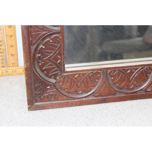 403 - Antique carved oak framed mirror