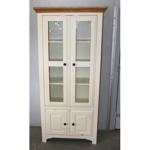 78A - A large painted glazed display cabinet with natural oak