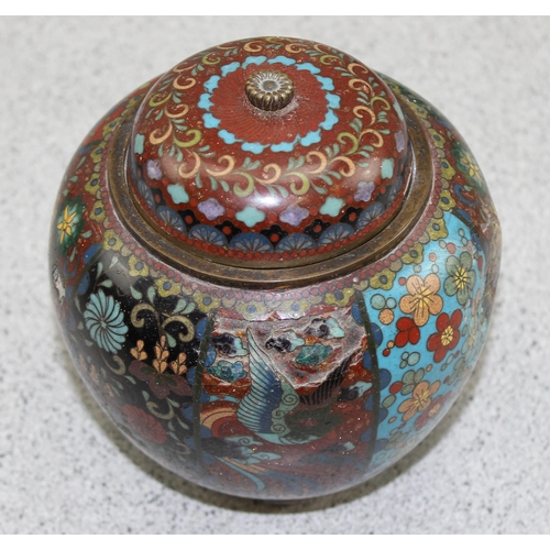 1650 - 4 early 20th century cloisonné pots with lids, believed to be Japanese pieces