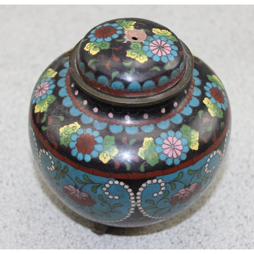 1650 - 4 early 20th century cloisonné pots with lids, believed to be Japanese pieces