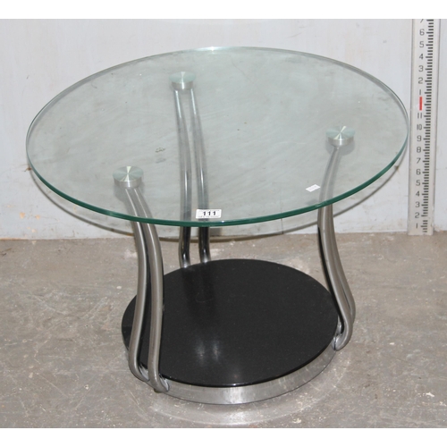 111A - A retro style glass and chrome coffee table