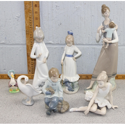 1655 - 6 assorted ceramics figures to inc Lladro & Nao etc