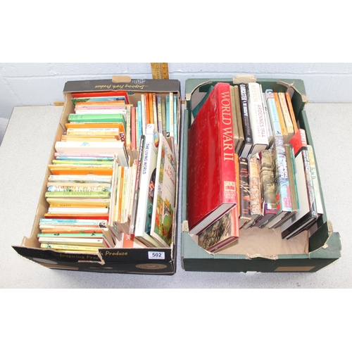 502 - 2 boxes of mixed books to inc vintage Penguin books etc etc