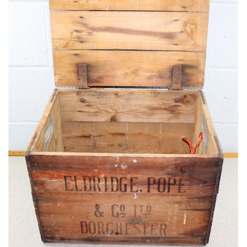 290 - Vintage Eldridge, Pope & Co of Dorchester wooden advertising crate with lid