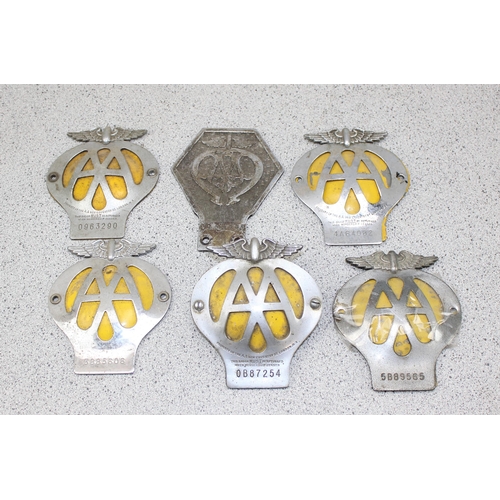 739 - 6 assorted vintage AA car badges