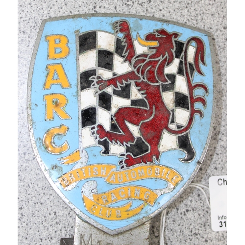 740 - A rare BARC British Automobile Racing Club chrome and enamel car badge