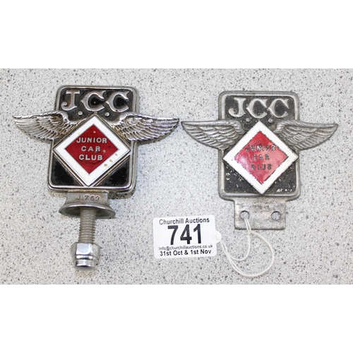 741 - 2 rare Junior Car Club (JCC) chrome and enamel badges