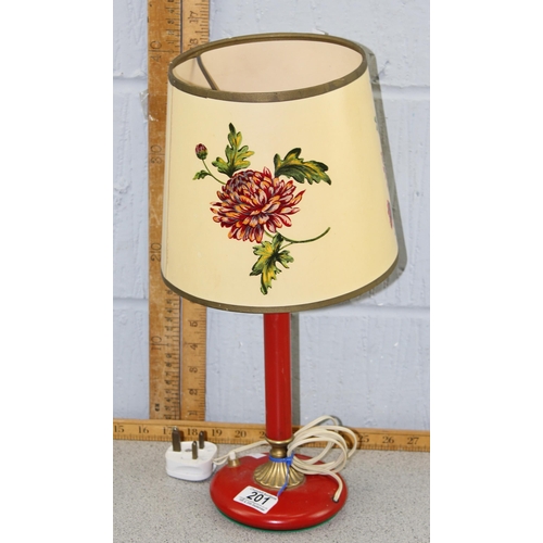 212 - Vintage red painted lamp with retro shade