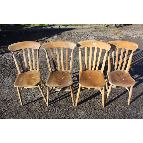 141 - A set of 4 elm seated farmhouse dining chairs