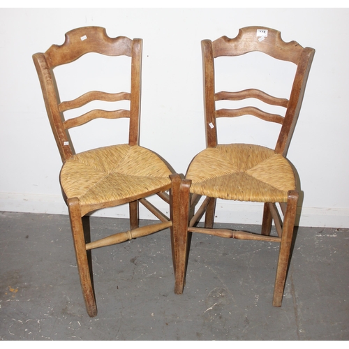 155 - Pair of elm rush seated chairs