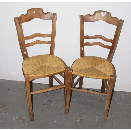 155 - Pair of elm rush seated chairs