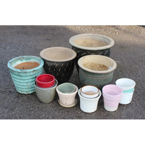 346 - Qty of glazed garden pots