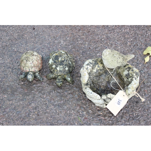 349 - 3 concrete garden ornaments to include 2 tortoises and a bird bath