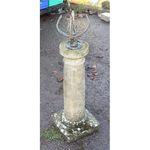 353 - Vintage bronze celestial sundial mounted on concrete plinth.