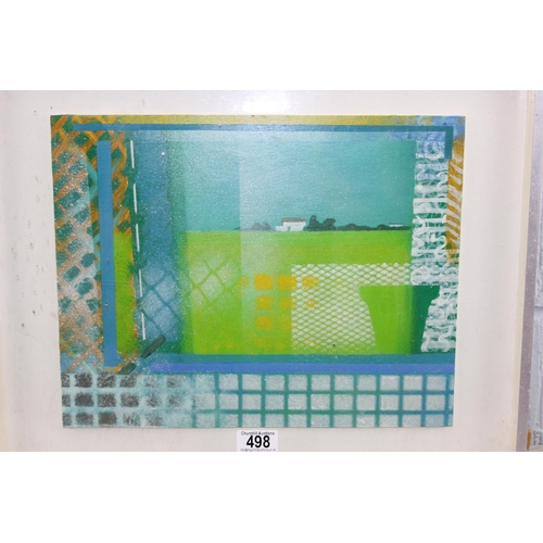 498 - Philip Hicks 1928-2021 - Acrylic on board,  titled Window onto field Signed and dated 1978 to verso