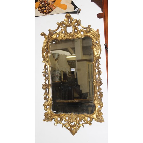 499f - An antique carved giltwood pier mirror, in Louis XV style, likely French 19th century, the frame wit... 