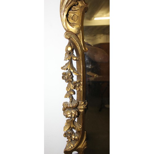 499f - An antique carved giltwood pier mirror, in Louis XV style, likely French 19th century, the frame wit... 