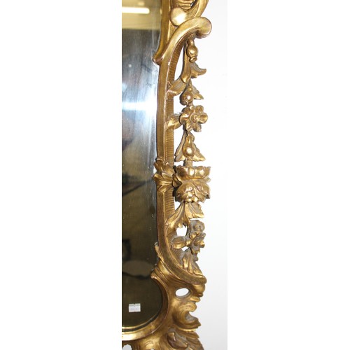 499g - An antique carved giltwood pier mirror, in Louis XV style, likely French 19th century, the frame wit... 