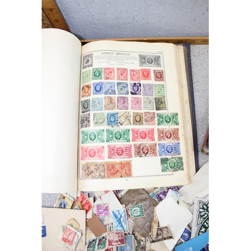 525 - Early 20th century stamp album and contents, other loose stamps, mainly New Zealand