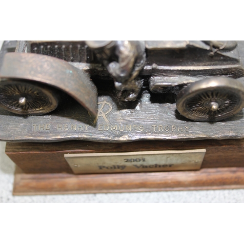 761 - Chris Davis for The Henry Edmunds Trophy, a cast bronze model of a vintage motorcar and drivers scul... 