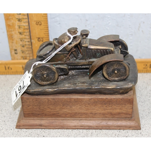 761 - Chris Davis for The Henry Edmunds Trophy, a cast bronze model of a vintage motorcar and drivers scul... 