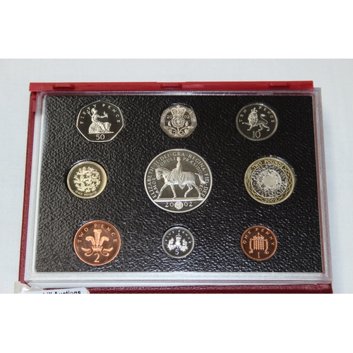 1142 - Royal Mint 2002 United Kingdom, proof 9 coin set, in case with certificate and outer box, D02DX