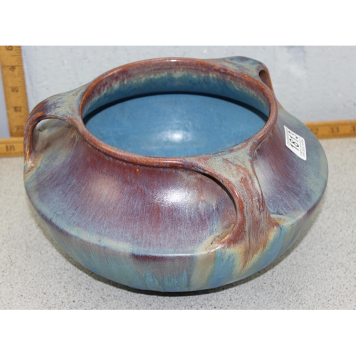 1813 - A large Bourne Denby Art Nouveau style three handled studio art bowl in unusual coloured glaze, make... 