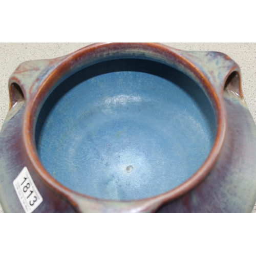 1813 - A large Bourne Denby Art Nouveau style three handled studio art bowl in unusual coloured glaze, make... 