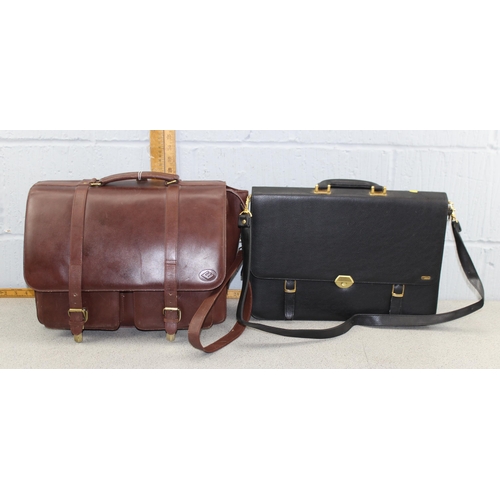 205 - 2 leather effect brief/document cases, one Pierre Cardin, both with shoulder straps.