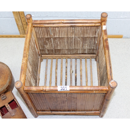 301 - Vintage square bamboo planter etc