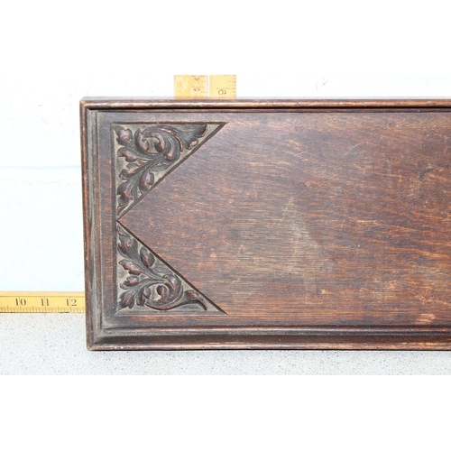 306 - Vintage oak tray with carved details