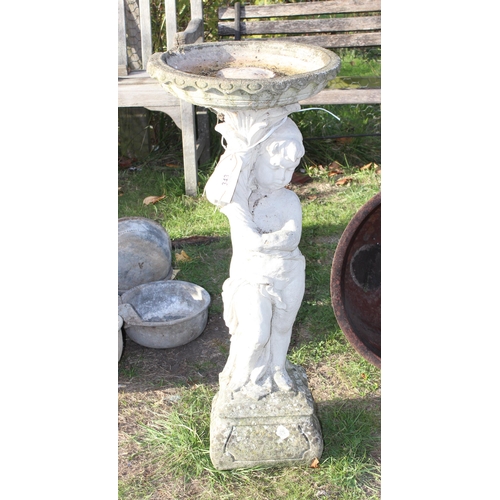 343 - Concrete birdbath formed as a Cherub