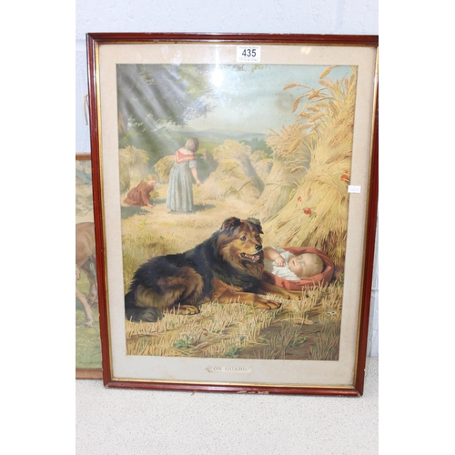 435 - 5 animal related pictures & prints to include an original painting of a sheep dog signed C L Waslpto... 